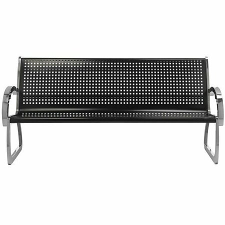 COMMERCIAL ZONE CZ 725101 Skyline Series 6' Black and Stainless Steel Indoor / Outdoor Bench 278725101
